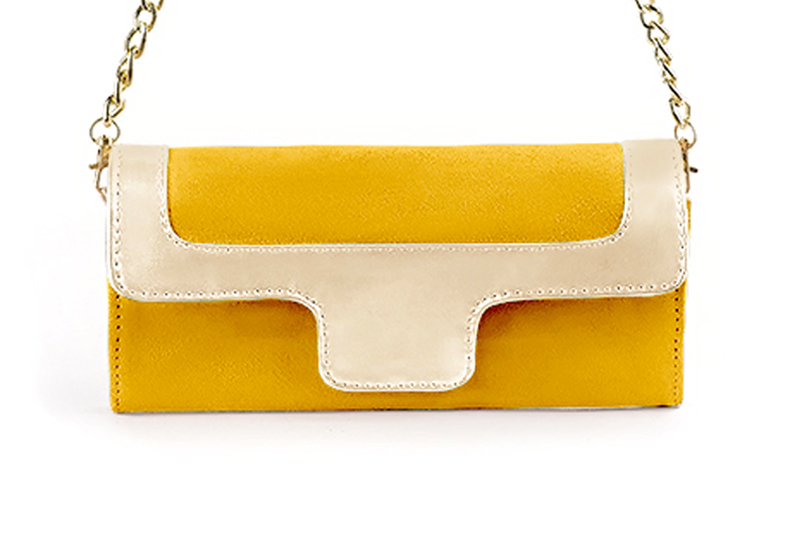 Yellow and gold matching shoes and clutch. View of clutch - Florence KOOIJMAN